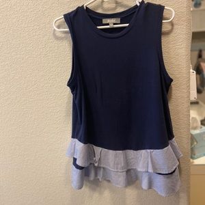 Blue french vintage ruffle tank top